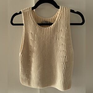 Vince Chunky Rib Knit Tank Sweater Top, sz M, off white